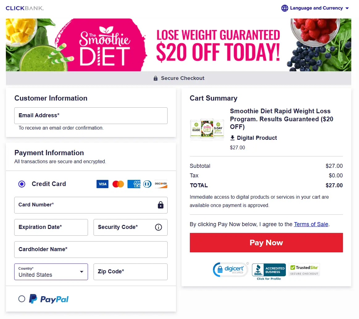 the-smoothie-diet-checkout-page